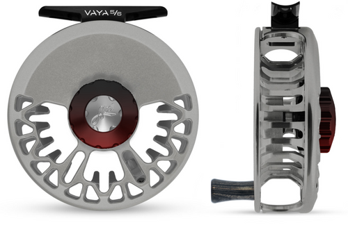 Vaya 5/6 Satin Platinum Black/red Fade Drag knob, Ebony Handle