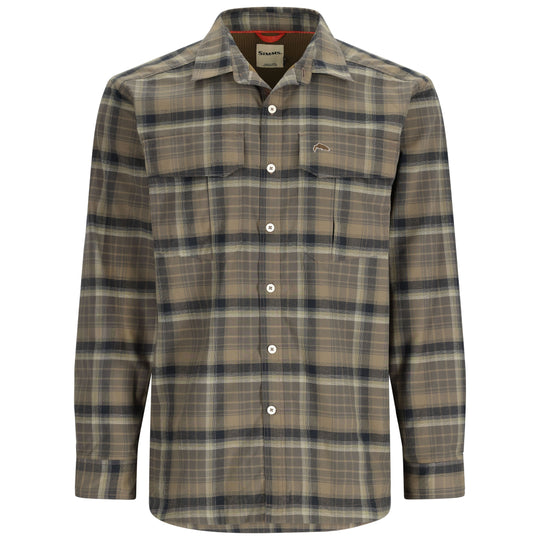 Simms Gallatin Flannel Long Sleeve Shirt Sale Slate Ombre Plaid Image 01