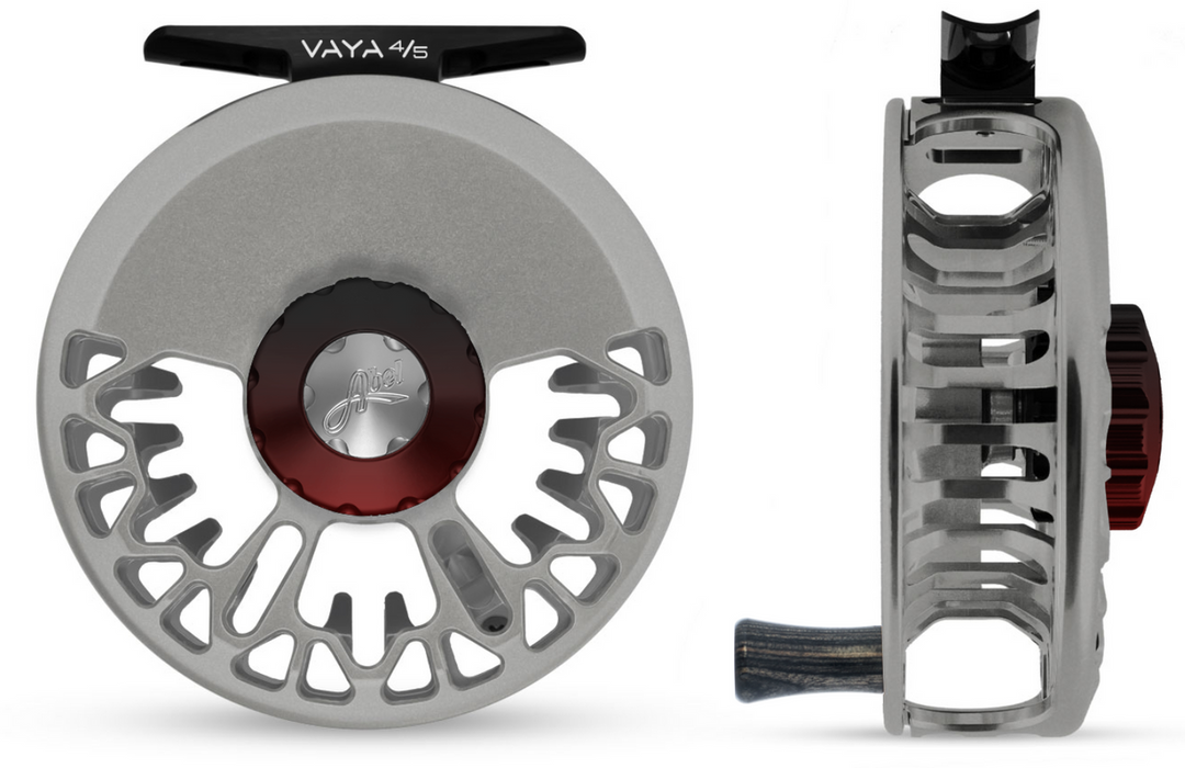 Vaya 4/5 Satin Platinum Black/red Fade Drag knob, Ebony Handle