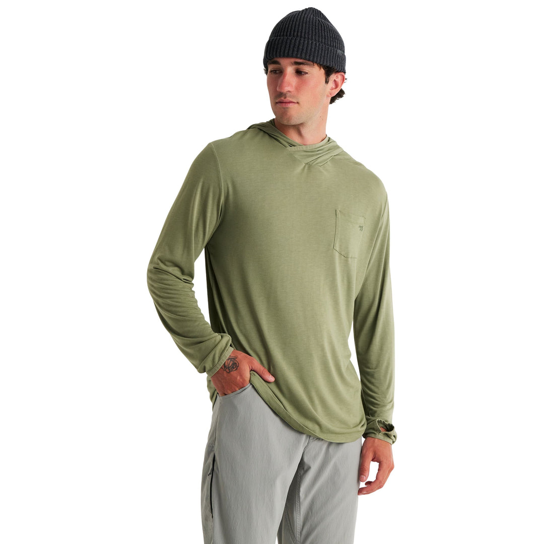 Free Fly Men's Bamboo Lightweight Hoodie Oil Green Image 01