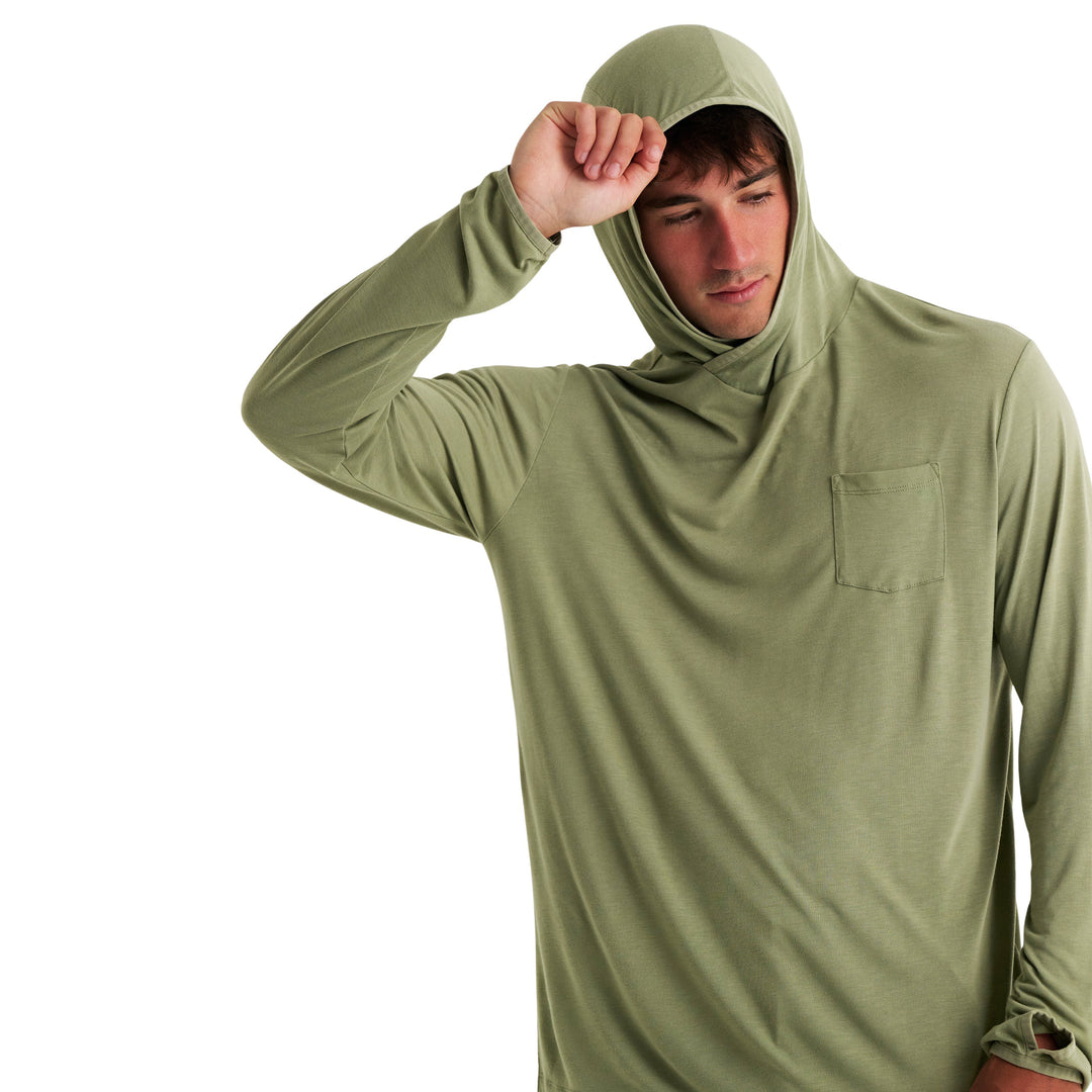 Free Fly Men's Bamboo Lightweight Hoodie Oil Green Image 03