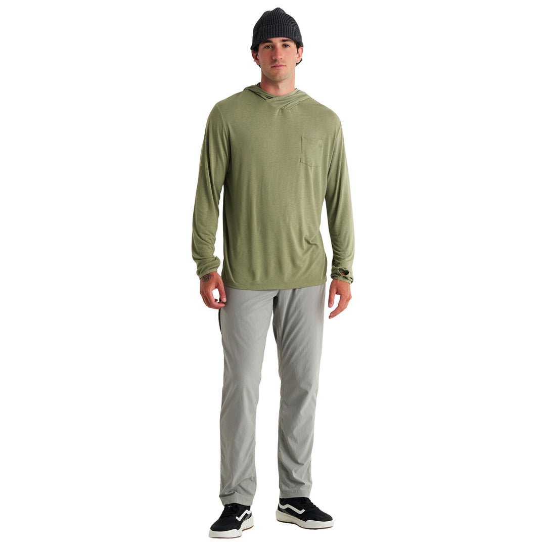 Free Fly Men's Bamboo Lightweight Hoodie Oil Green Image 04