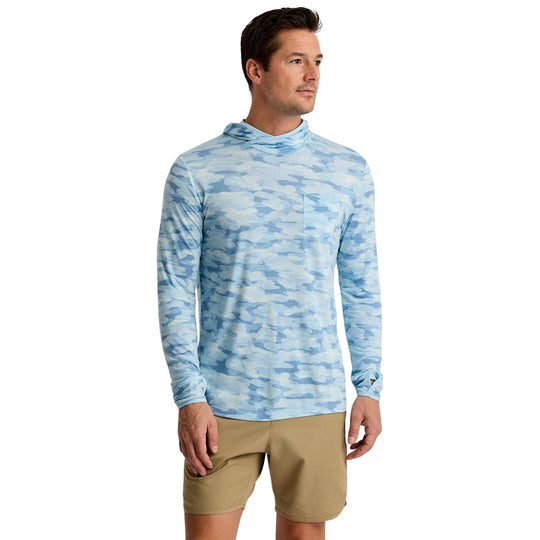 Free Fly Men's Bamboo Lightweight Hoodie Seasmoke Camo Surf Blue Image 01