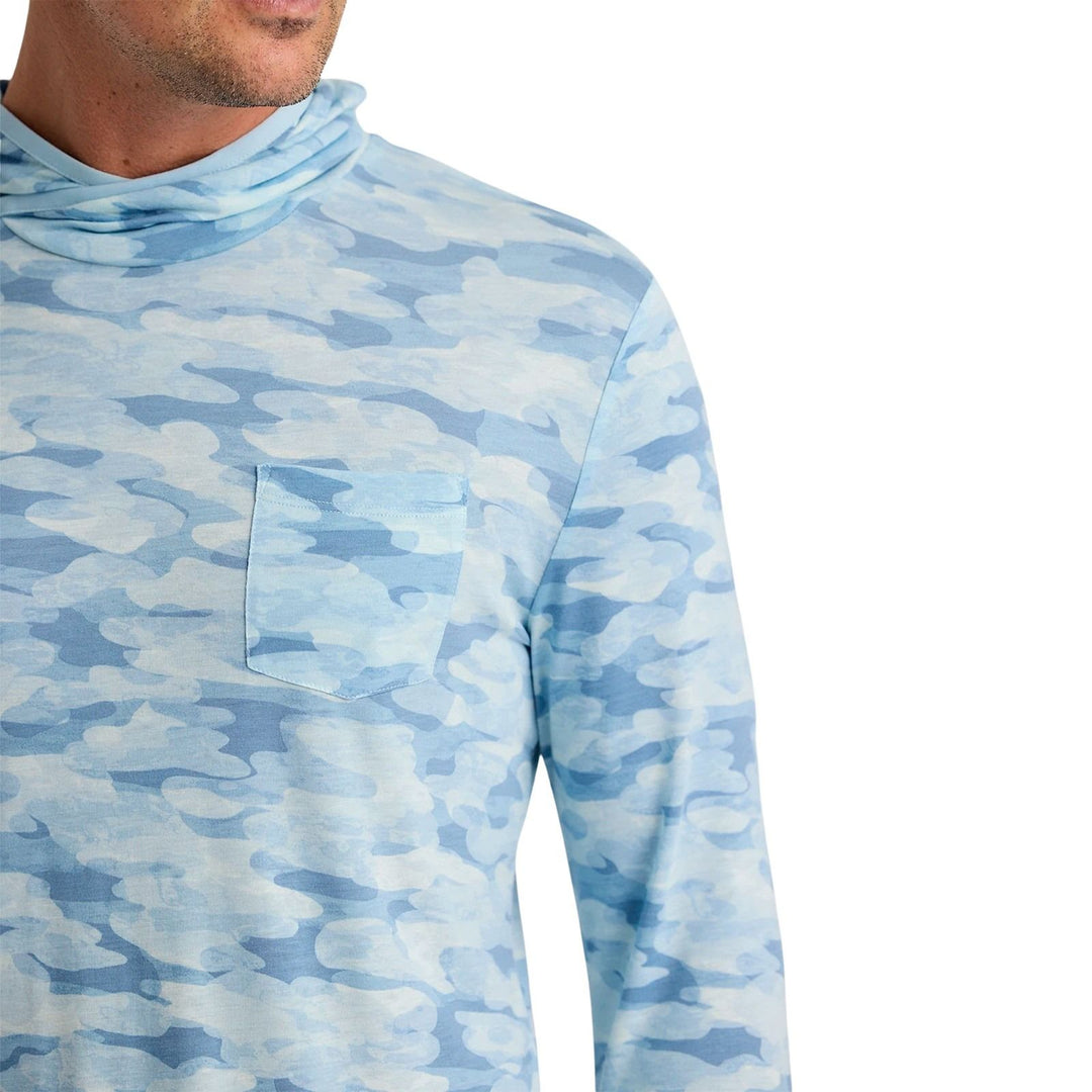 Free Fly Men's Bamboo Lightweight Hoodie Seasmoke Camo Surf Blue Image 03