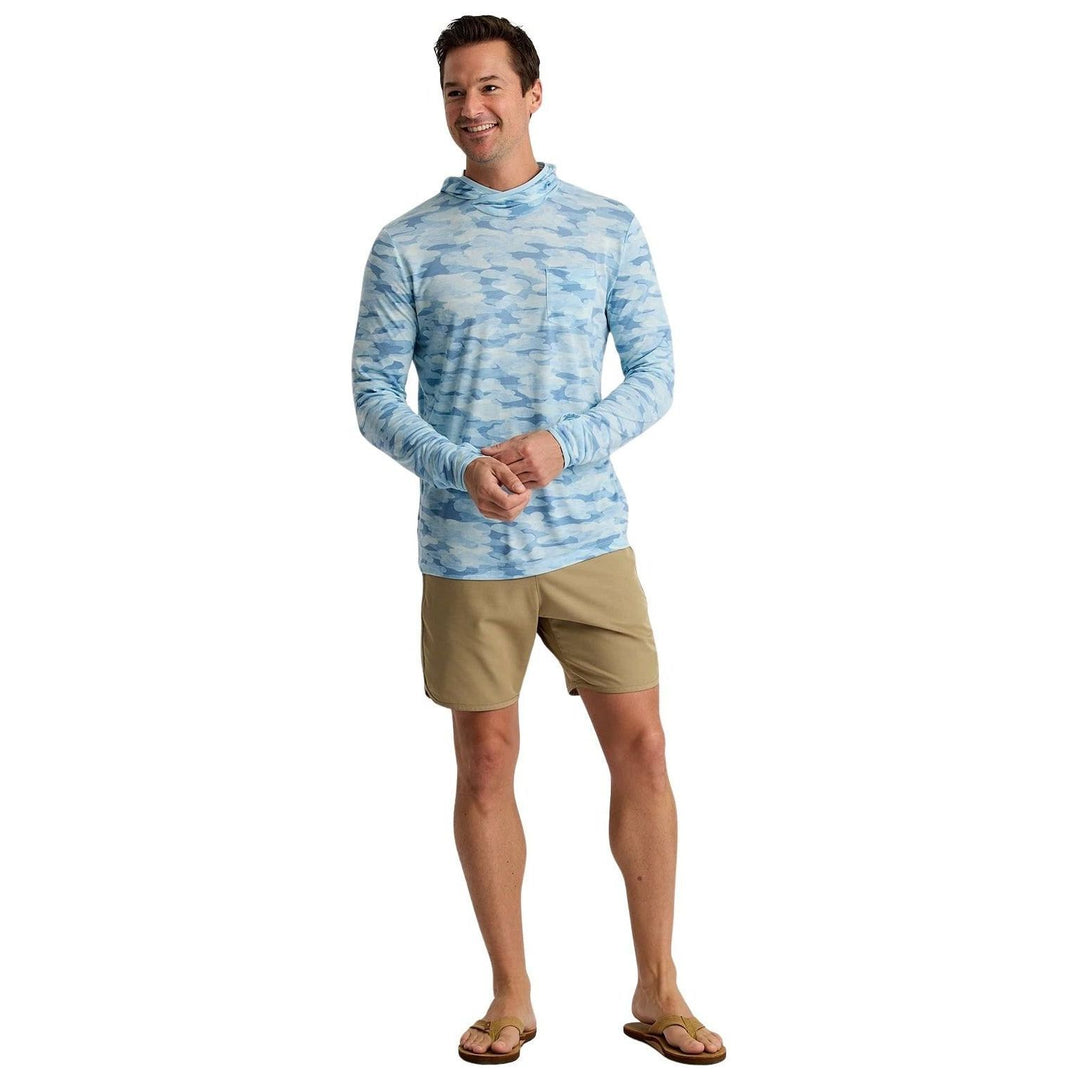 Free Fly Men's Bamboo Lightweight Hoodie Seasmoke Camo Surf Blue Image 05