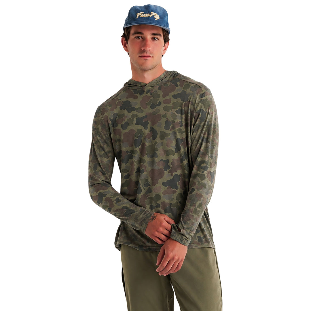 Free Fly Men's Bamboo Shade Hoodie Vintage Camo Oil Green Image 02