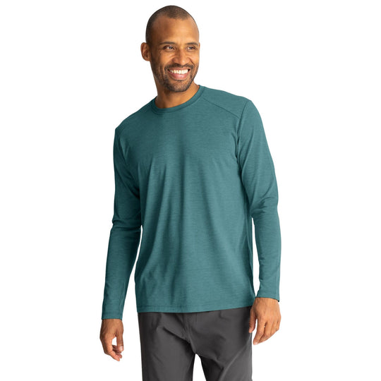 Free Fly Men's Bamboo Shade Long Sleeve Heather Sea Pine Image 02