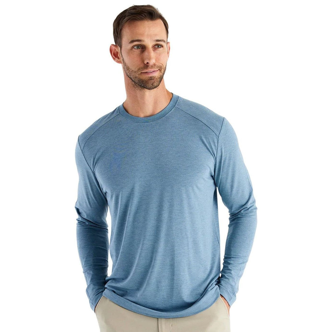 Free Fly Men's Bamboo Shade Long Sleeve Heather Slate Blue Image 01