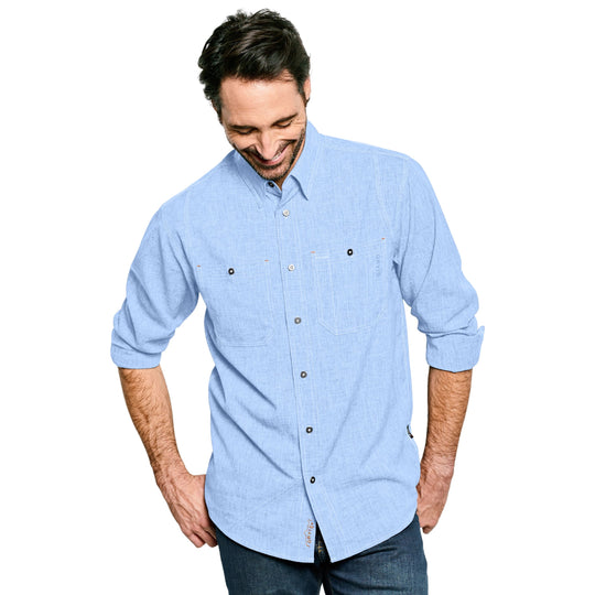 Orvis Men's Tech Chambray Long-Sleeve Work Shirt Medium Blue Image 02