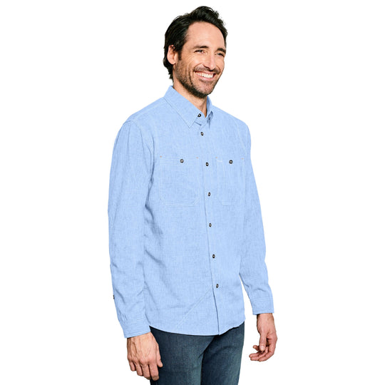 Orvis Men's Tech Chambray Long-Sleeve Work Shirt Medium Blue Image 03