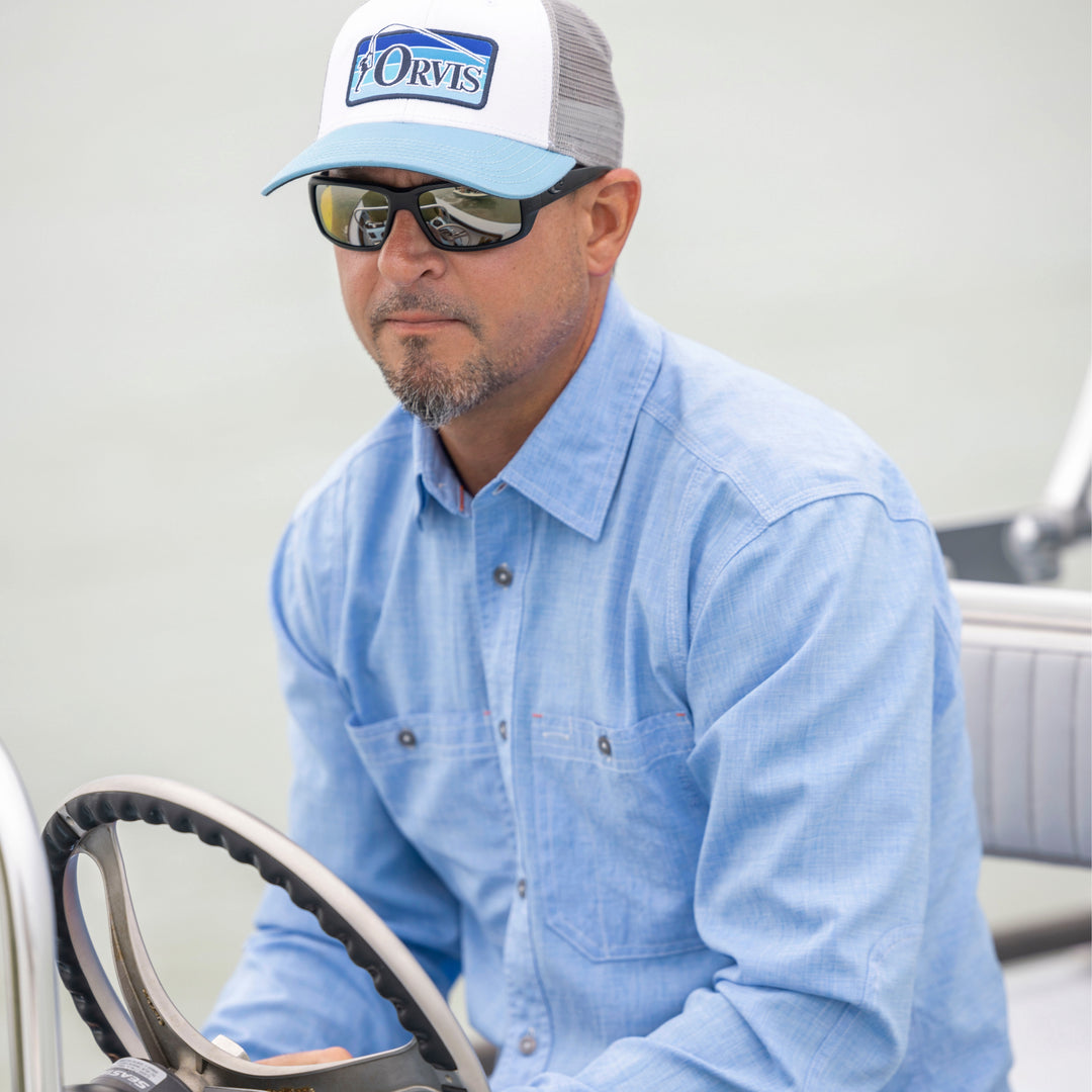 Orvis Men's Tech Chambray Long-Sleeve Work Shirt Medium Blue Image 05