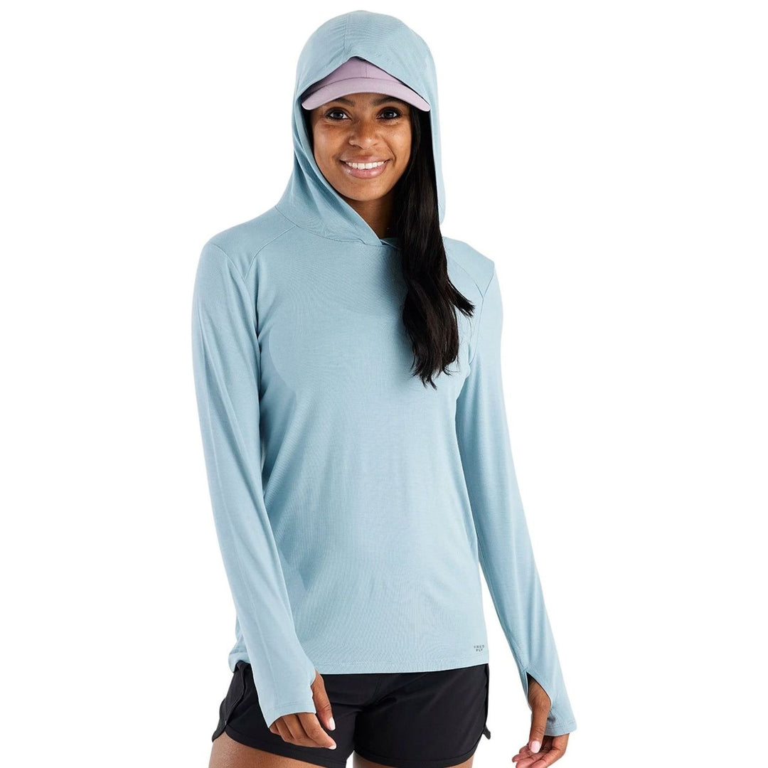 Free Fly Women's Bamboo Shade Hoodie II Ocean Mist Image 03