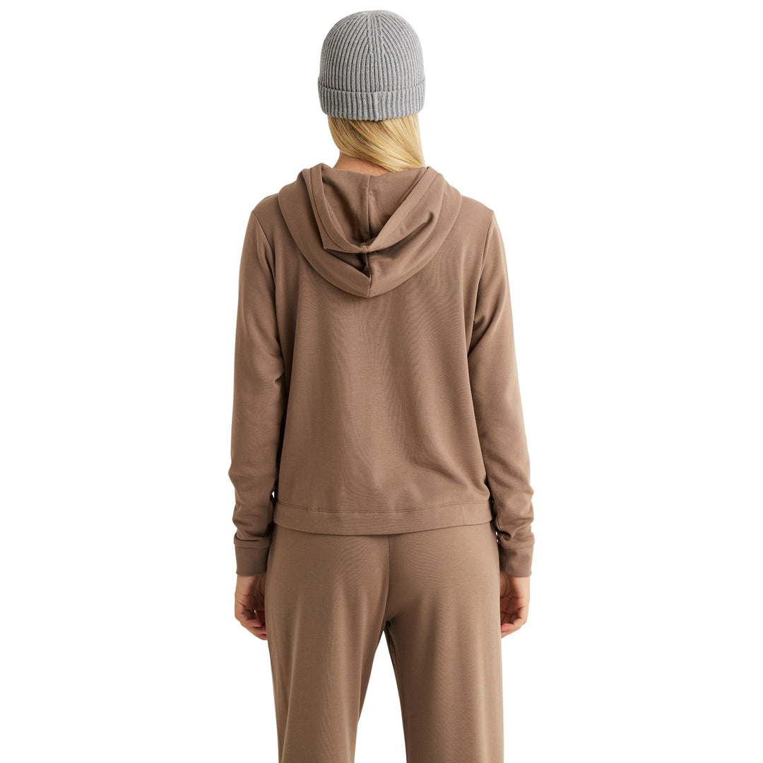 Free Fly Women's Bamboo Lightweight Fleece Cropped Hoodie Fossil Image 02