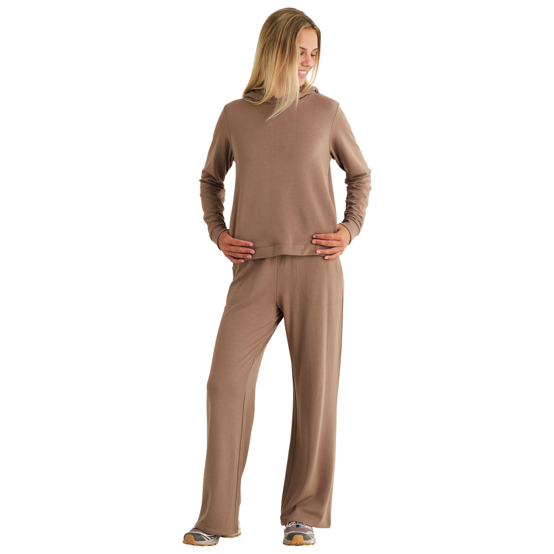 Free Fly Women's Bamboo Lightweight Fleece Cropped Hoodie Fossil Image 03
