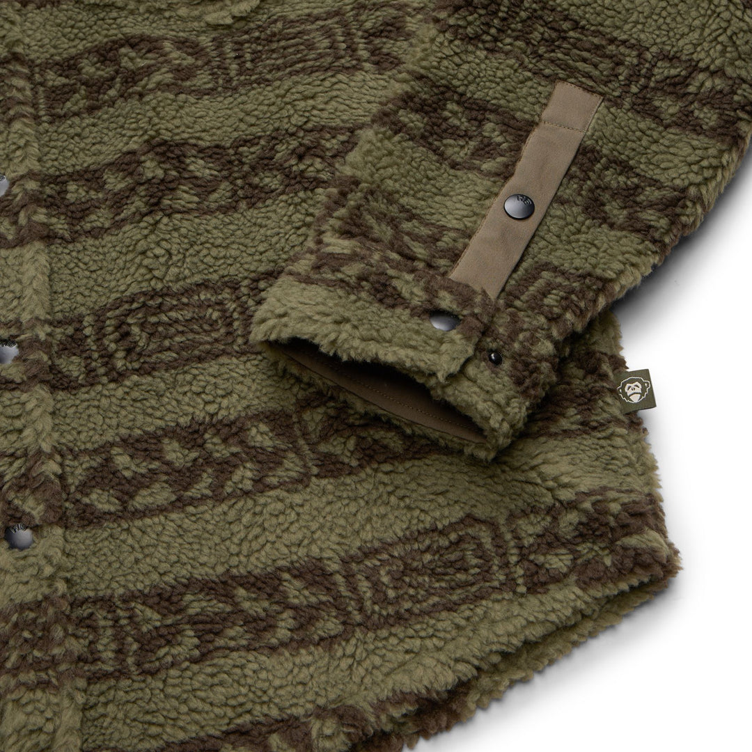 Howler Brothers Allegheny Fleece Overshirt Hanko Stripe : Lichen Green / Croc Brown Image 05