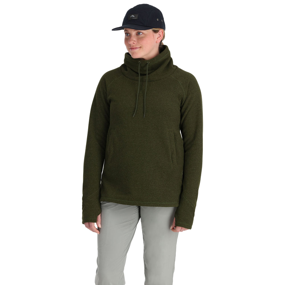 Simms Women's Rivershed Sweater Riffle Green Heather Image 02