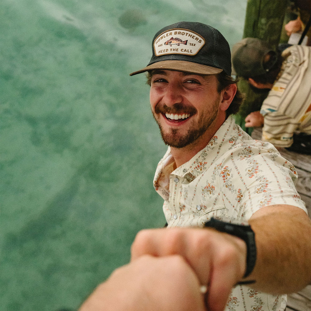 Howler Brothers Feedstore Unstructured Snapback Hat Redfish : Brown / Grey Image 04