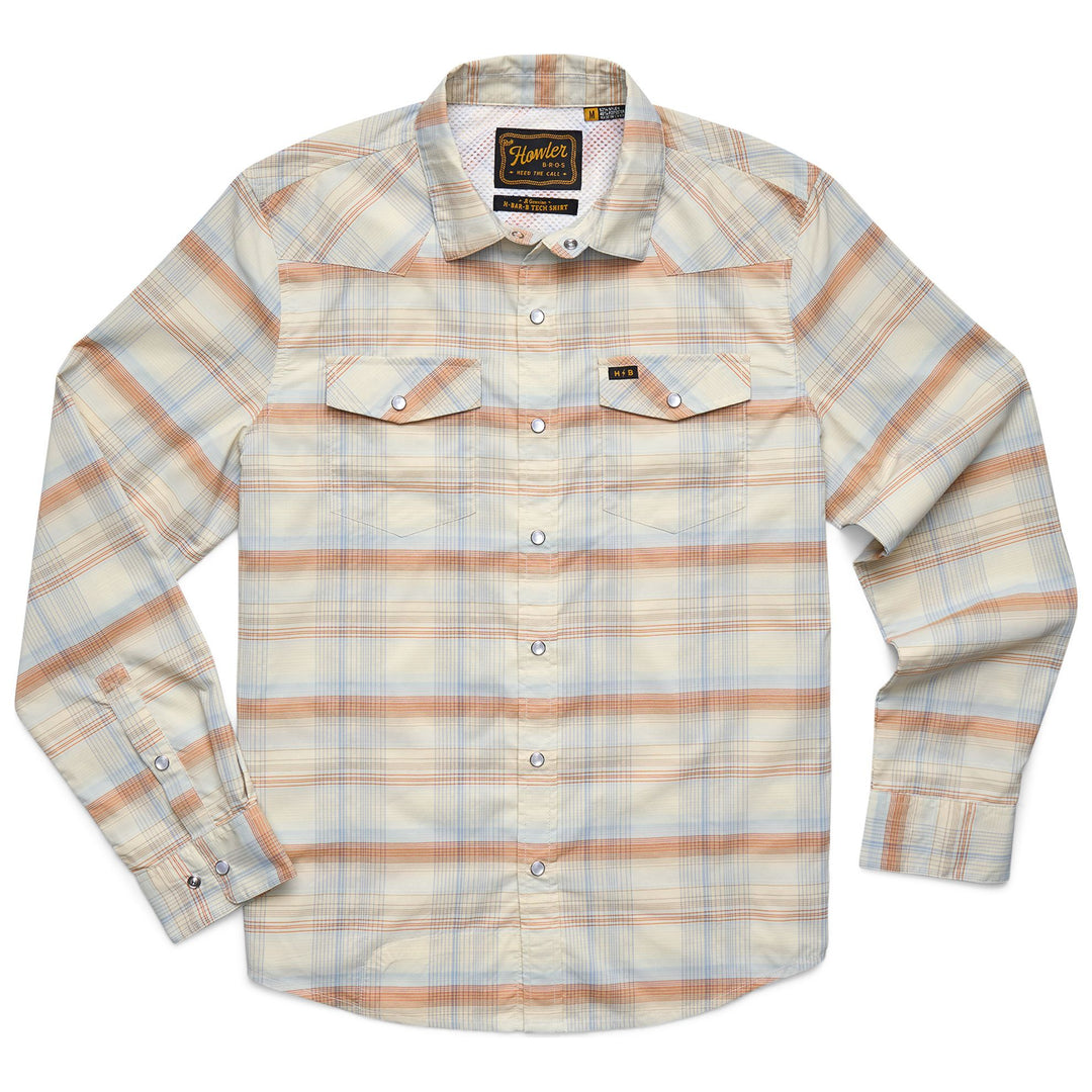 Howler Brothers H Bar B Tech Longsleeve Cameron Plaid : Cream Image 01