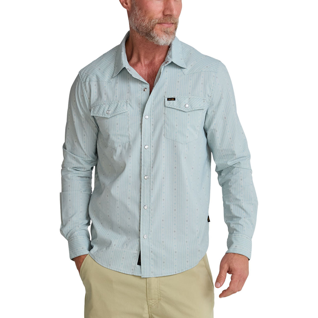 Howler Brothers H Bar B Tech Longsleeve Supernova Stripe : Ash Blue Image 06