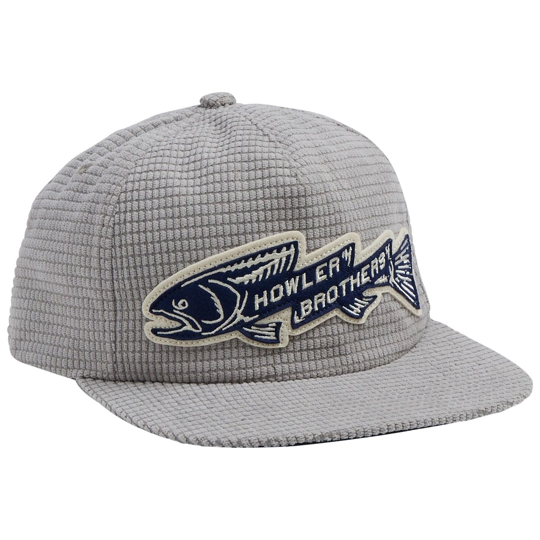 Howler Brothers Trout Bolt Unstructured Snapback Hat Grey Grid Corduroy Image 01
