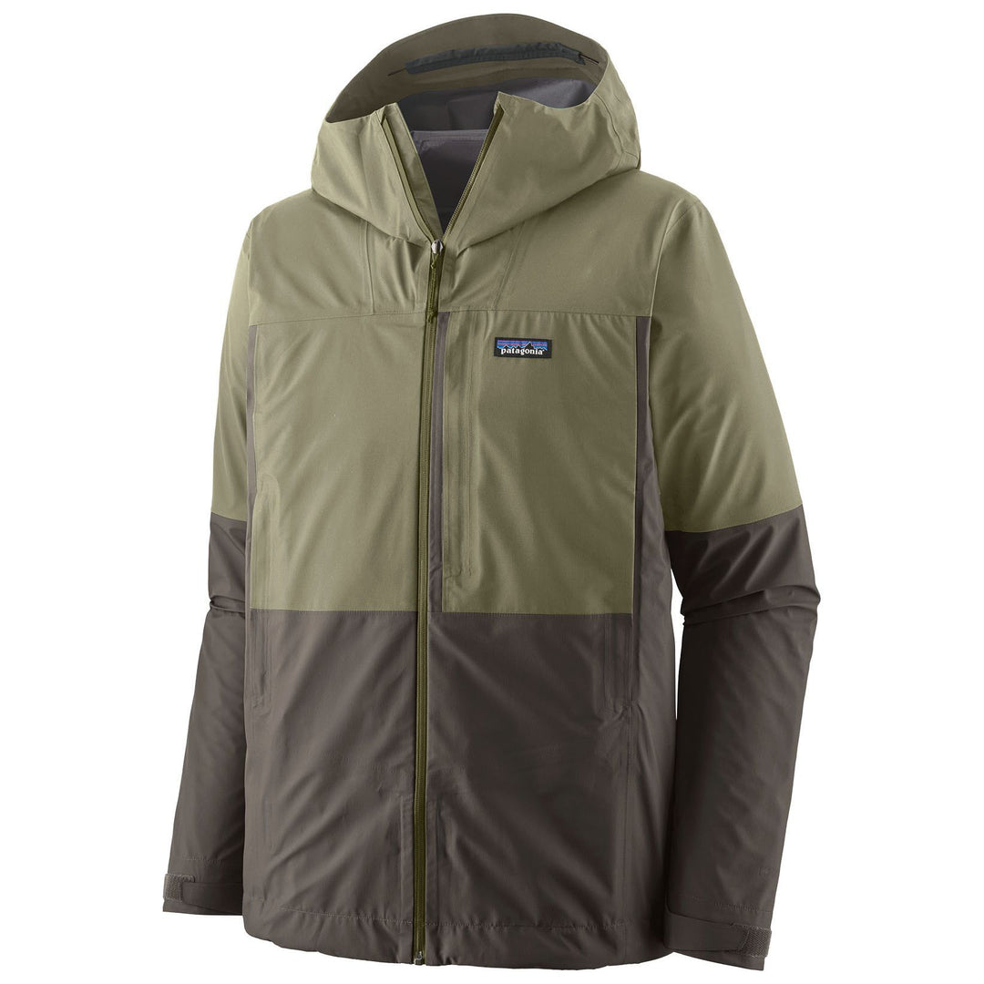 Patagonia Men's Boulder Fork Rain Jacket Forge Grey with River Rock Green