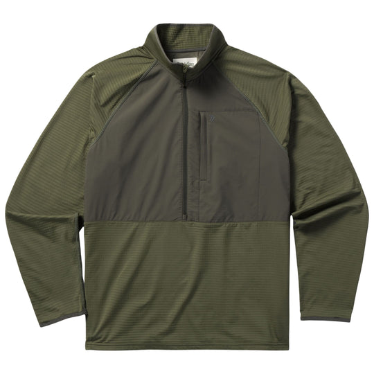 Duck Camp Men's Lightweight Grid Tech Fleece 1/2 Zip Moss/Raven Image 01