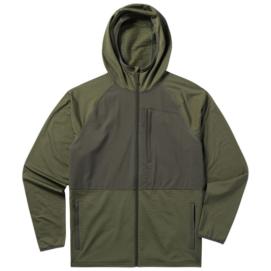 Duck Camp Men's Lightweight Grid Tech Fleece - Full Zip Moss/Raven Image 01