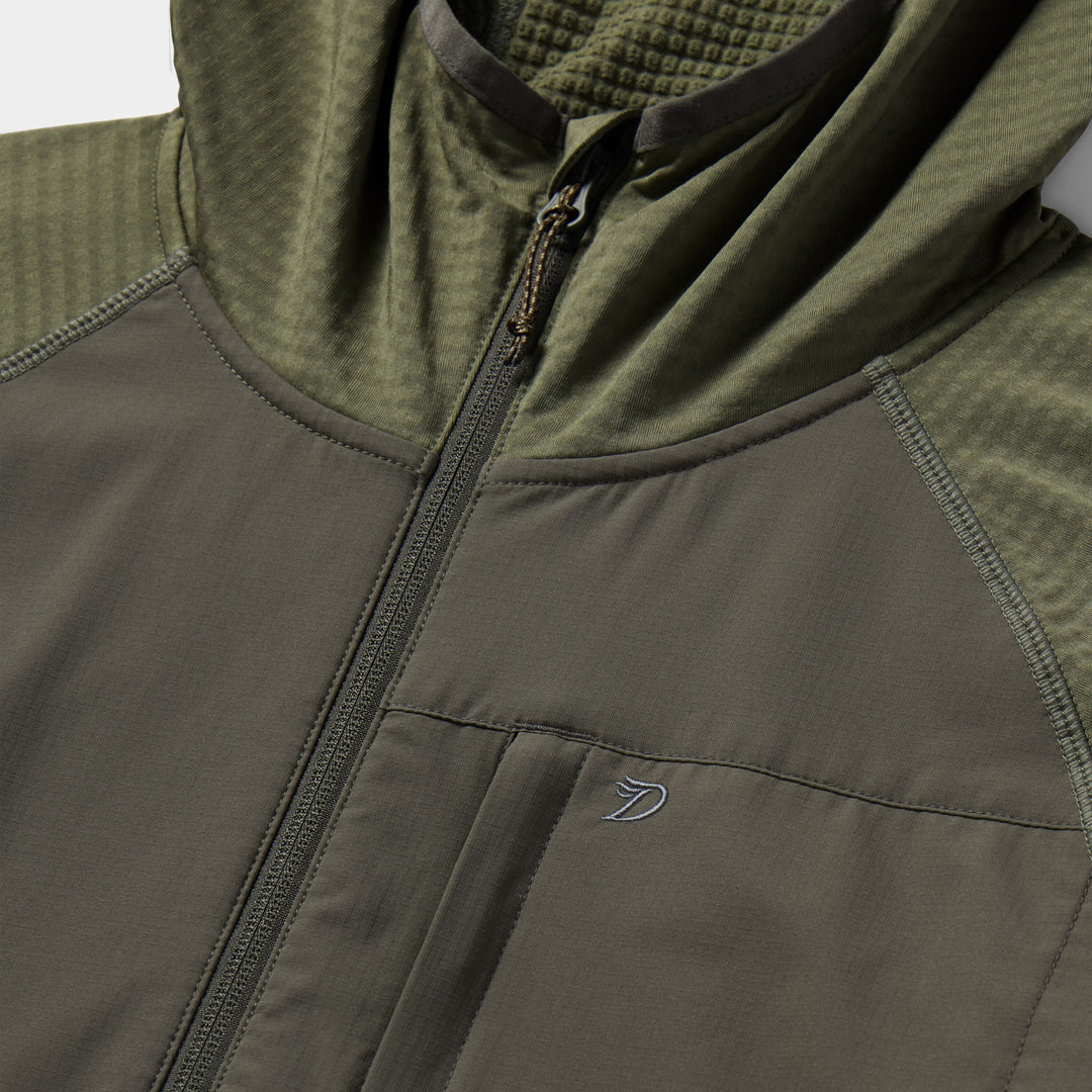 Duck Camp Men's Lightweight Grid Tech Fleece - Full Zip Moss/Raven Image 03