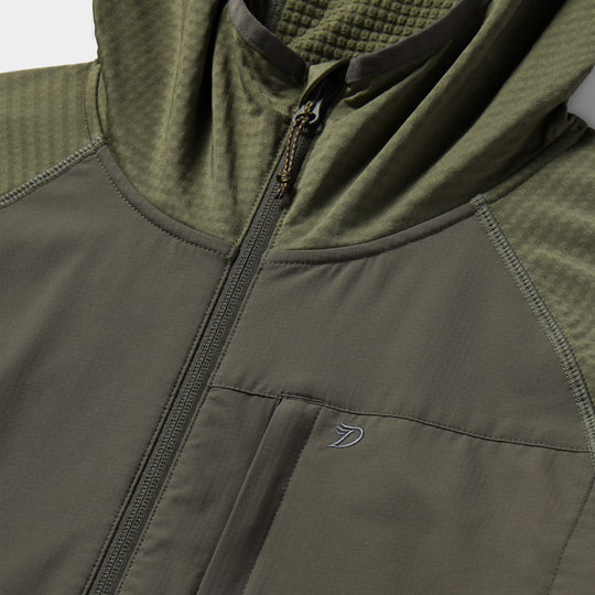 Duck Camp Men's Lightweight Grid Tech Fleece - Full Zip Moss/Raven Image 03