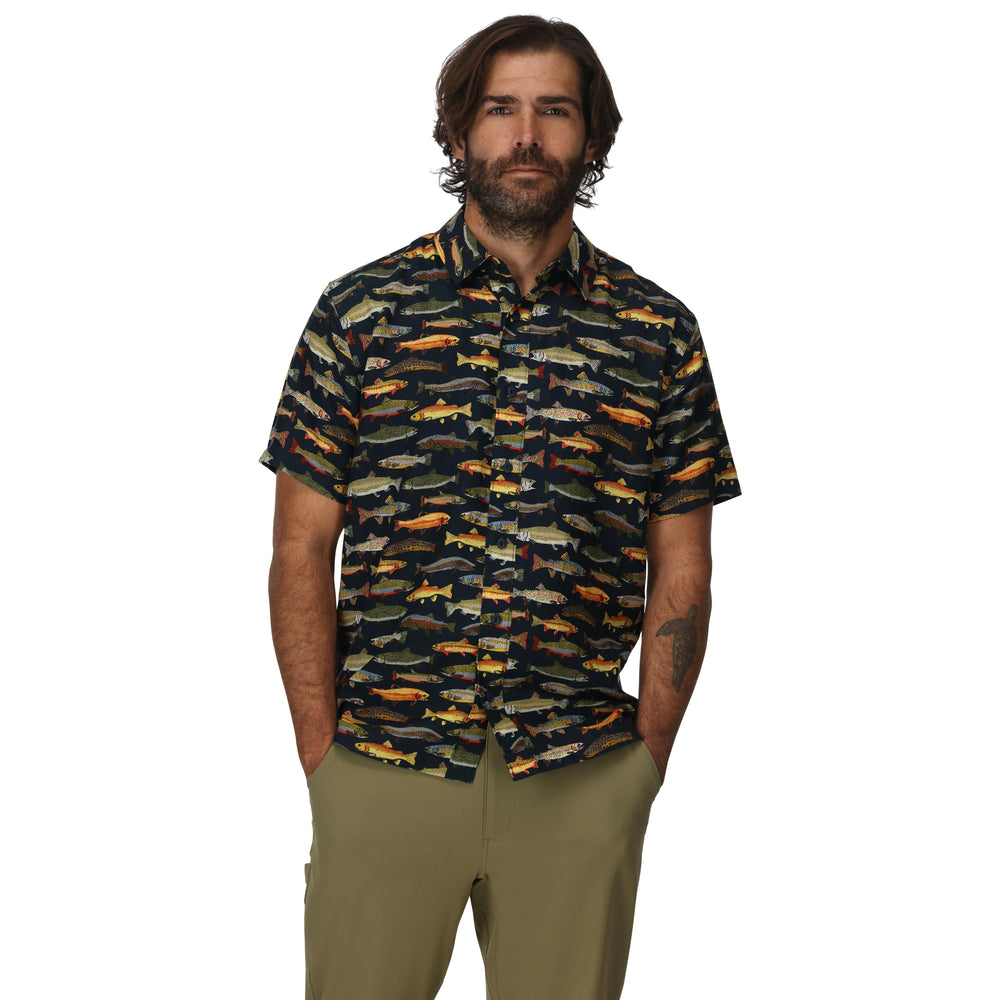 Simms Men's Tailout SS Shirt Natural Trout Parade Image 02