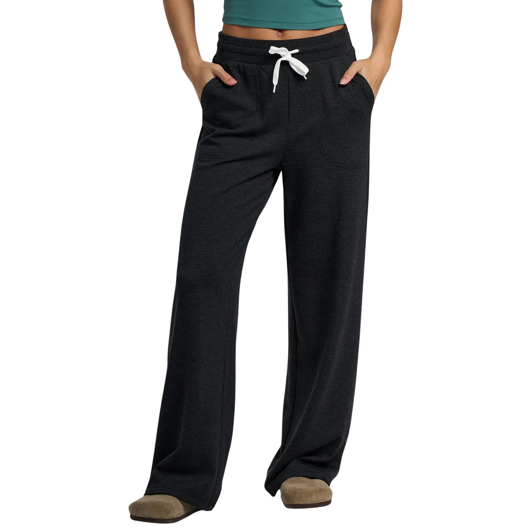 Free Fly Women's Bamboo Lightweight Fleece Wide Leg Pant Heather Black Image 01