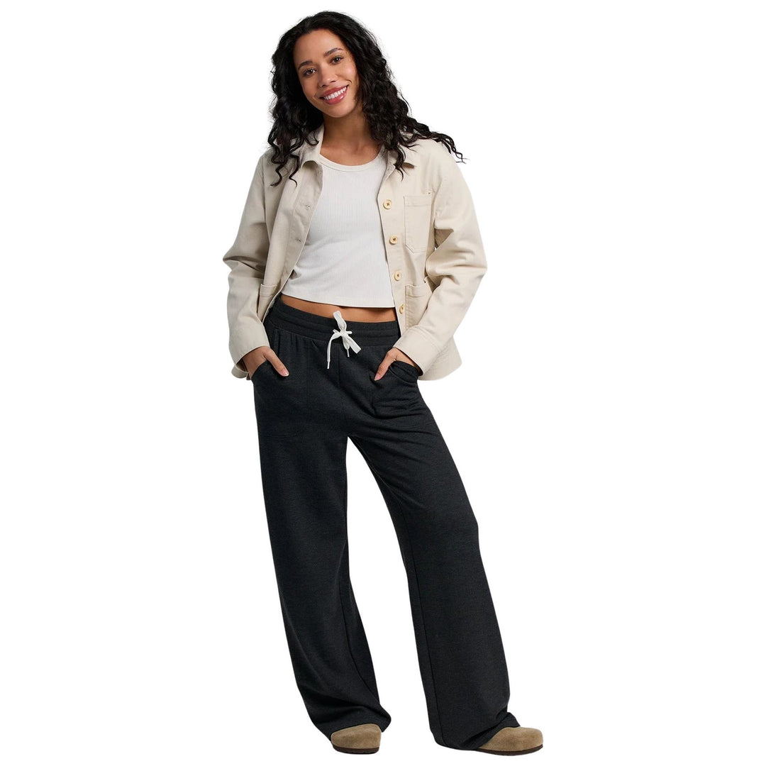 Free Fly Women's Bamboo Lightweight Fleece Wide Leg Pant Heather Black Image 03