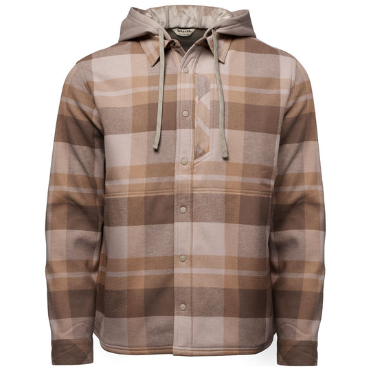 Simms Men's Coldweather Hooded Shacket Fitzgerald Plaid: Dolomite Image 01