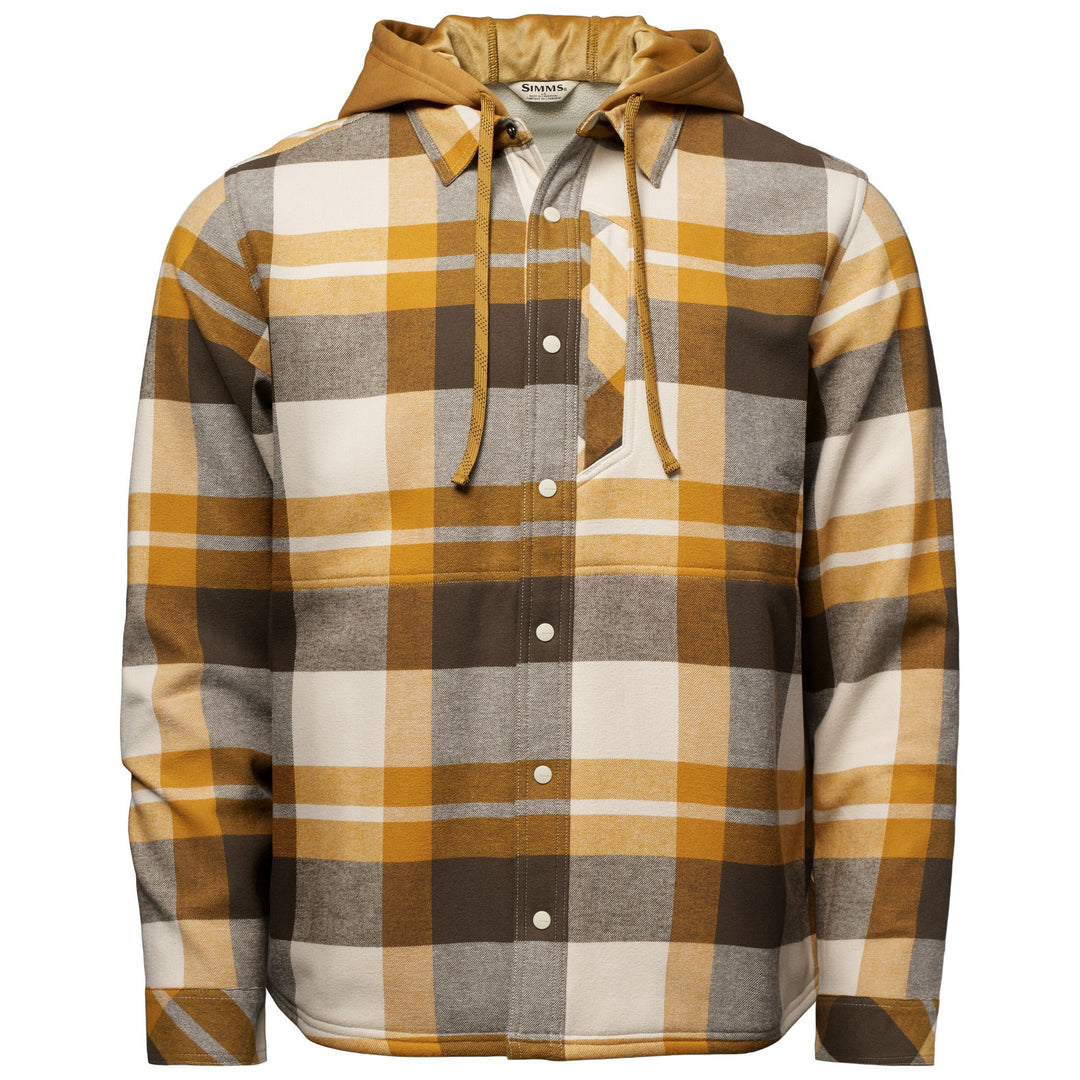 Simms Men's Coldweather Hooded Shacket Fitzgerald Plaid: Hickory Image 01