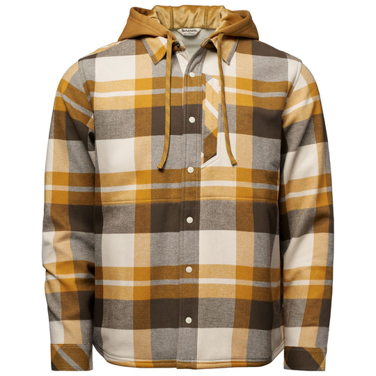 Simms Men's Coldweather Hooded Shacket Fitzgerald Plaid: Hickory Image 01