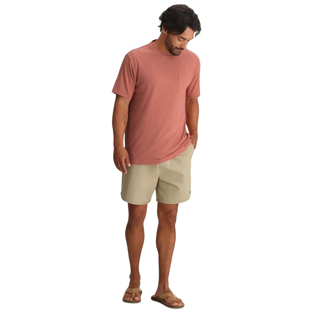 Free Fly Men's Bamboo Flex Pocket Tee Heather Red Clay Image 03