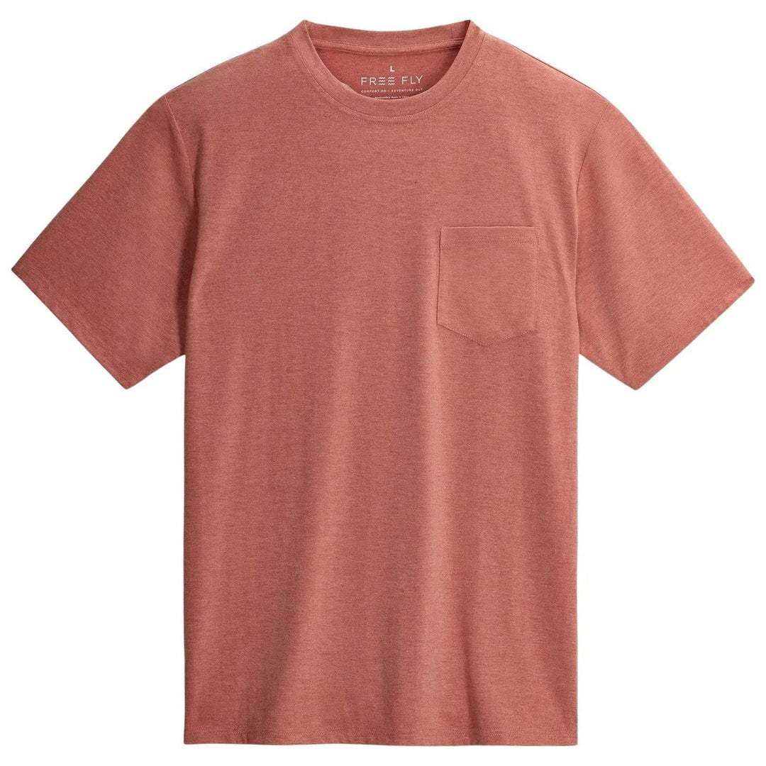 Free Fly Men's Bamboo Flex Pocket Tee Heather Red Clay Image 04