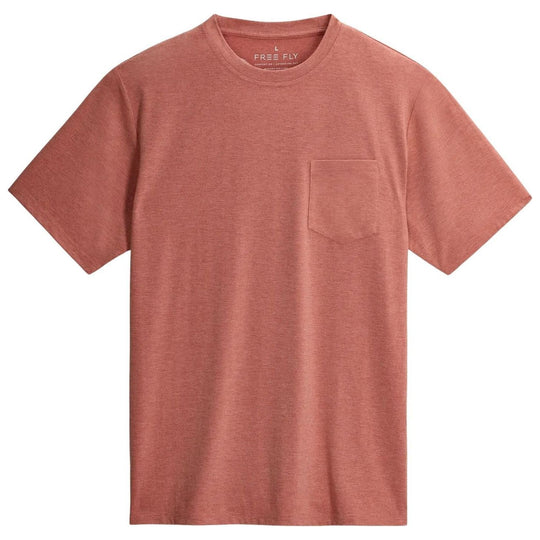 Free Fly Men's Bamboo Flex Pocket Tee Heather Red Clay Image 04
