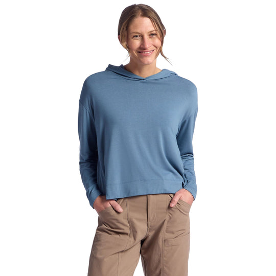 Free Fly Women's Bamboo Shade Crossover Hoodie Pacific Blue Image 01