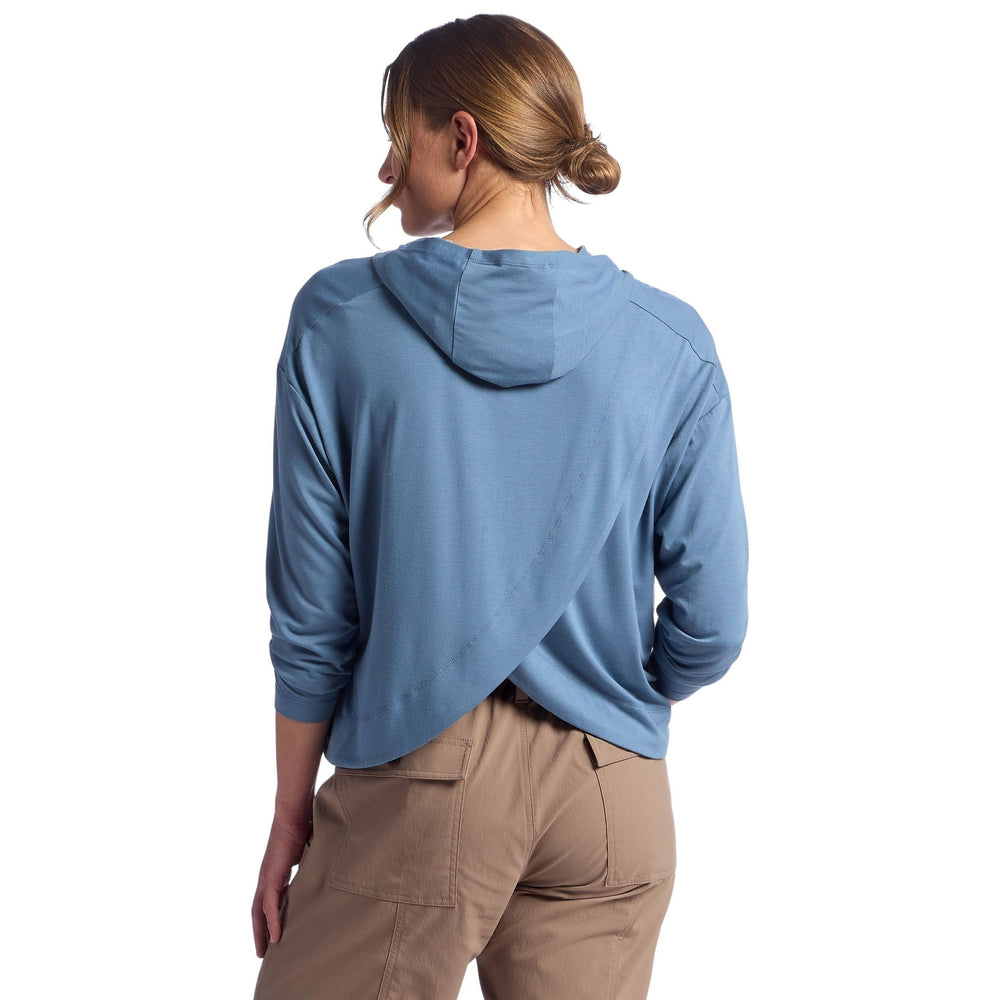 Free Fly Women's Bamboo Shade Crossover Hoodie Pacific Blue Image 02