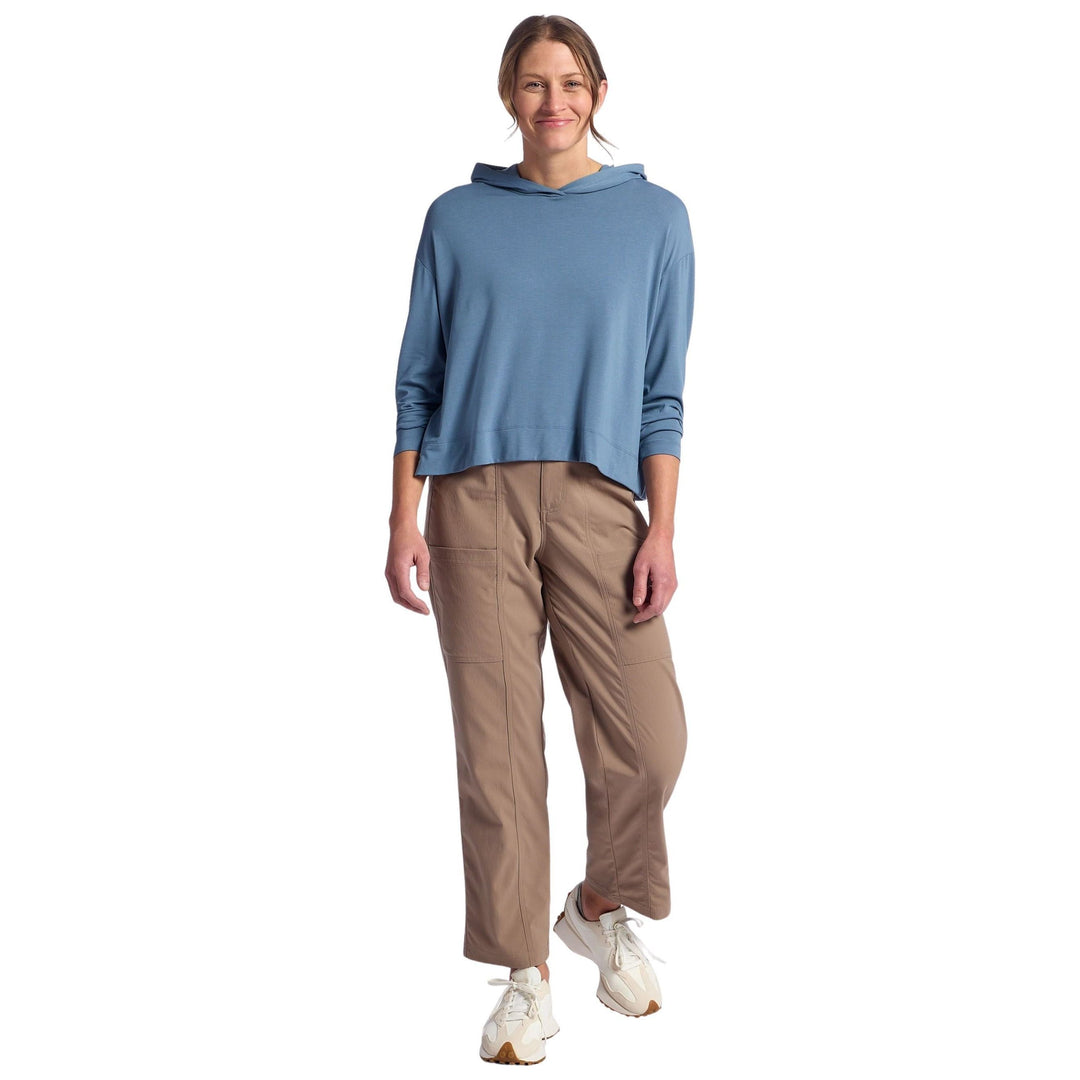 Free Fly Women's Bamboo Shade Crossover Hoodie Pacific Blue Image 03