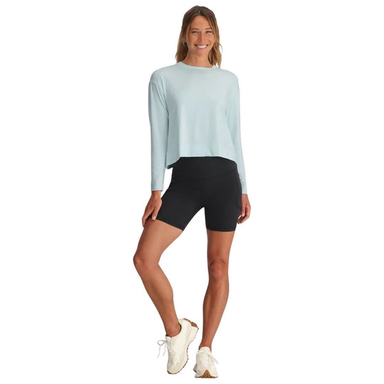 Free Fly Women's Bamboo Shade Crossover Long Sleeve Tropic Sea Image 03