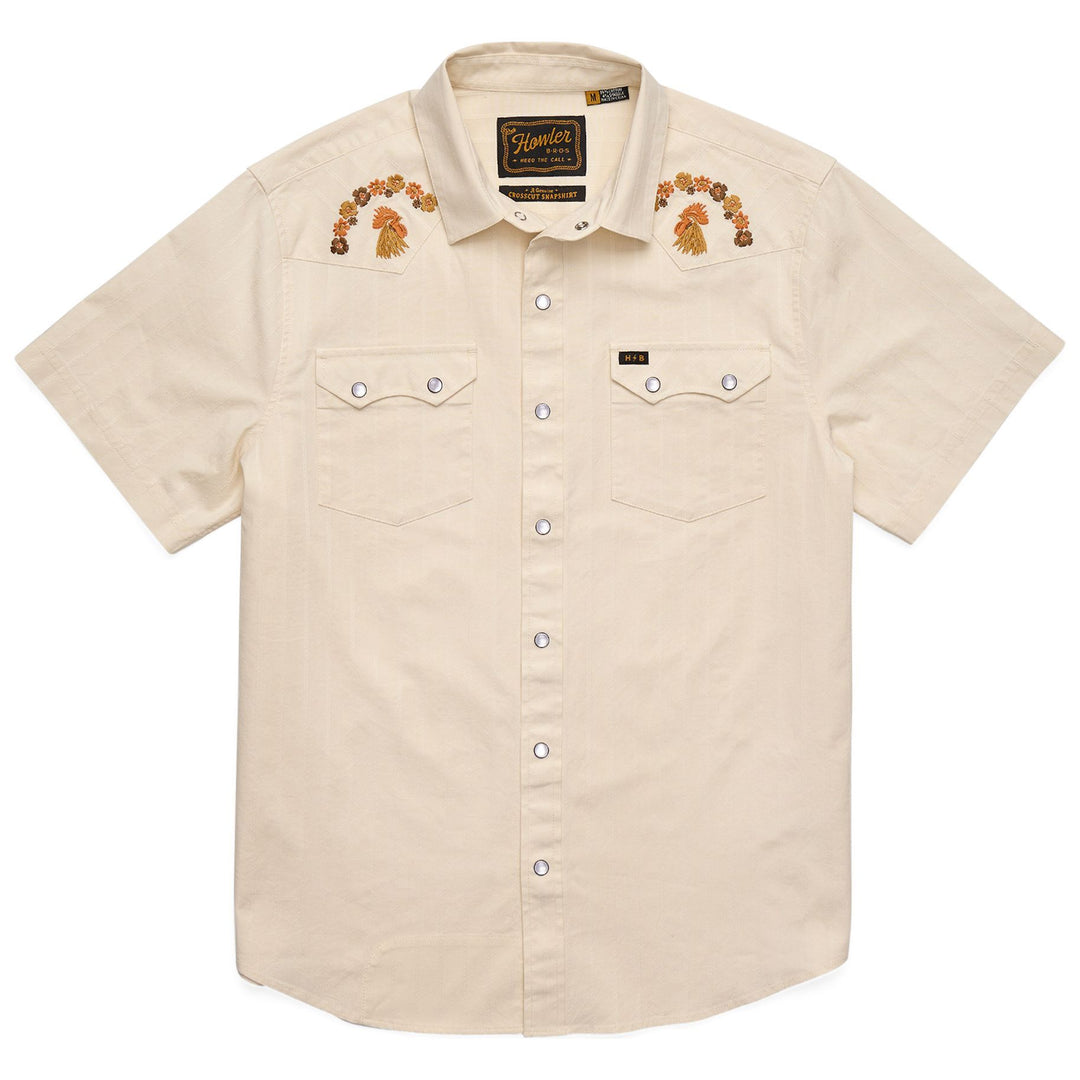 Howler Brothers Crosscut Deluxe Snapshirt Fowl Play : Off White Dobby Image 01