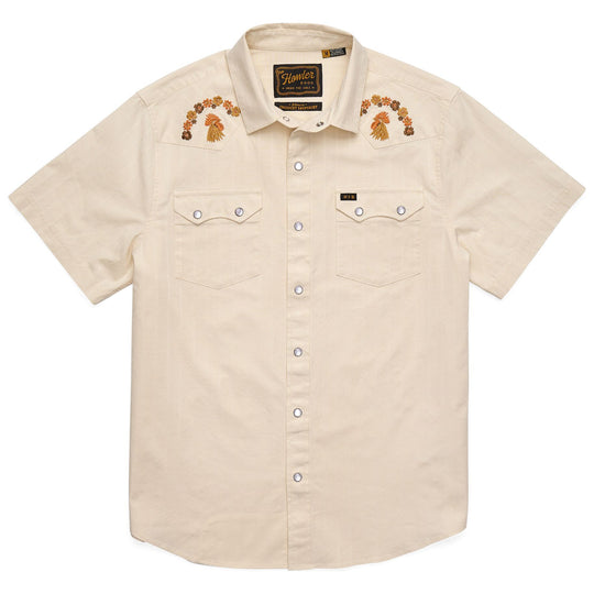 Howler Brothers Crosscut Deluxe Snapshirt Fowl Play : Off White Dobby Image 01