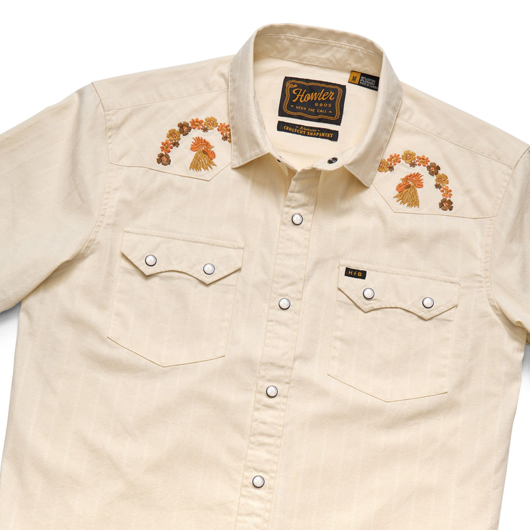 Howler Brothers Crosscut Deluxe Snapshirt Fowl Play : Off White Dobby Image 02