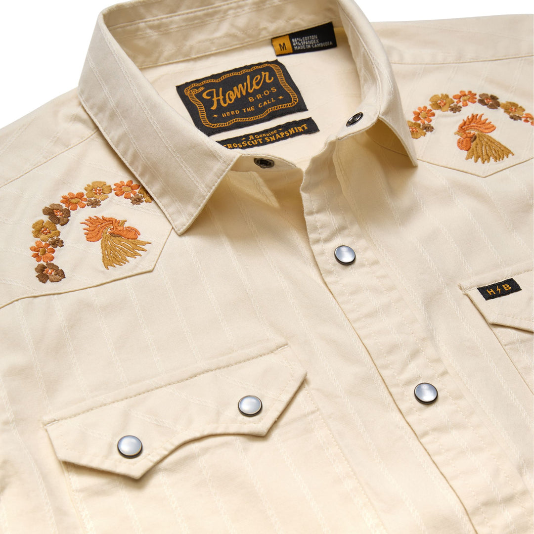 Howler Brothers Crosscut Deluxe Snapshirt Fowl Play : Off White Dobby Image 04