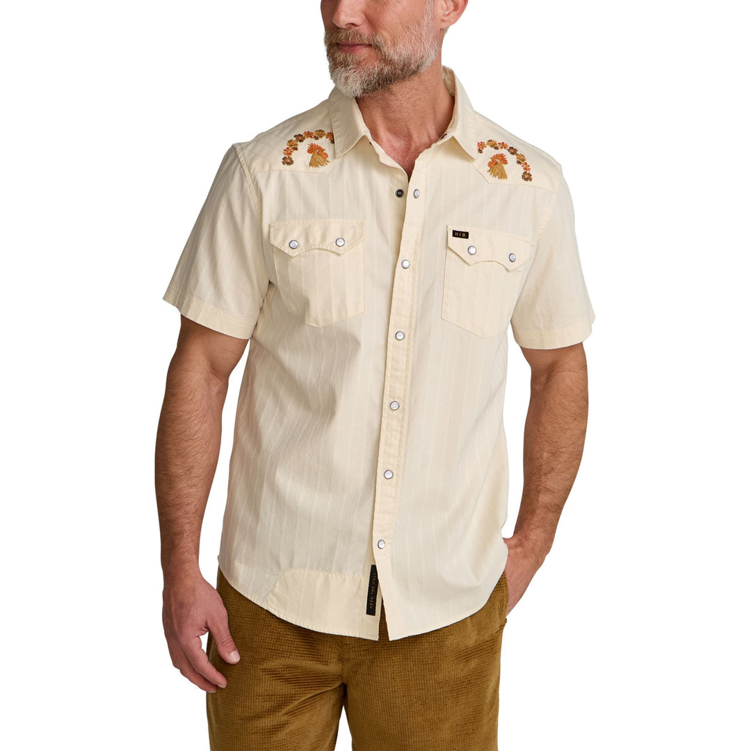 Howler Brothers Crosscut Deluxe Snapshirt Fowl Play : Off White Dobby Image 06