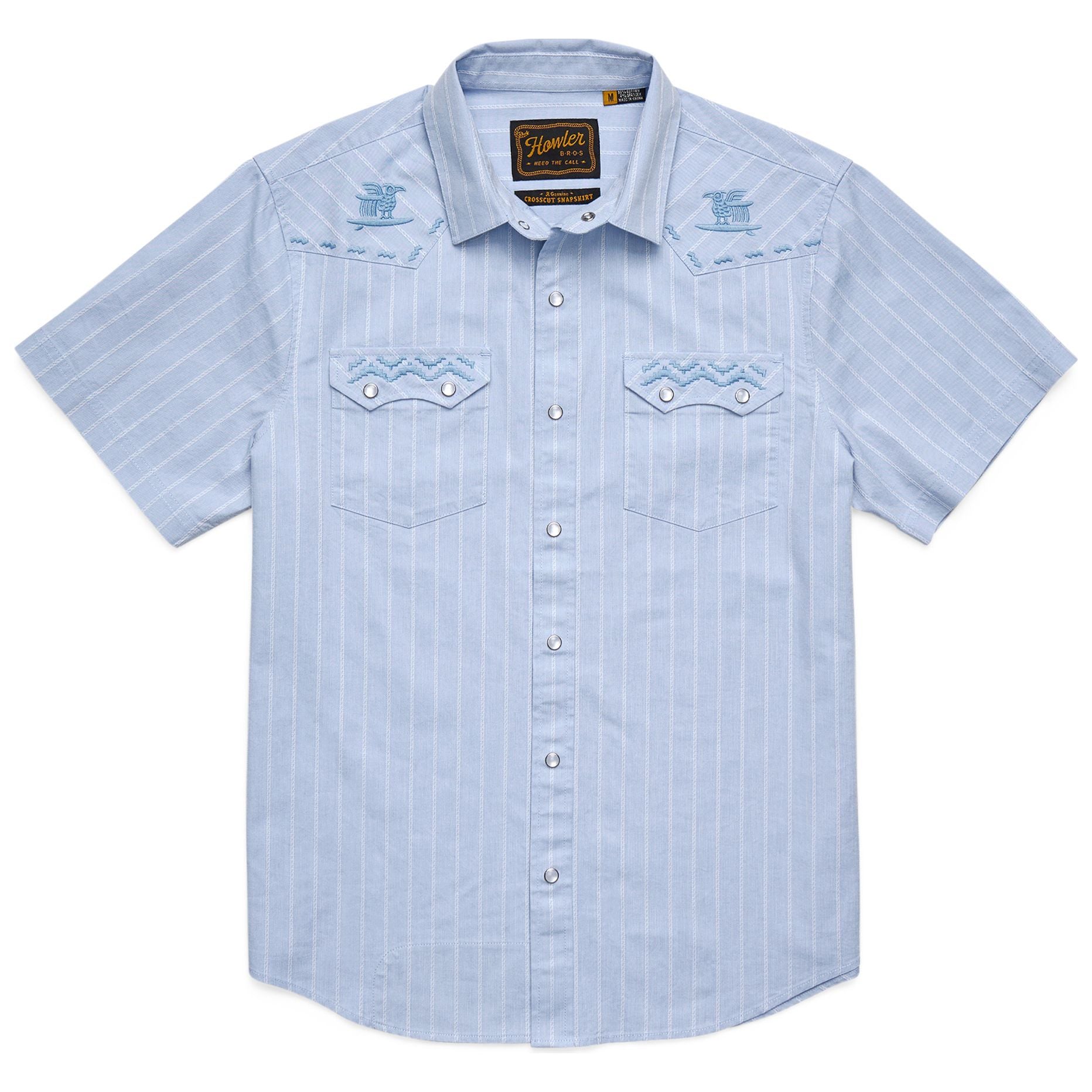 Howler Brothers Crosscut Deluxe Snapshirt Surfbird : Sky Oxford Dobby Image 01