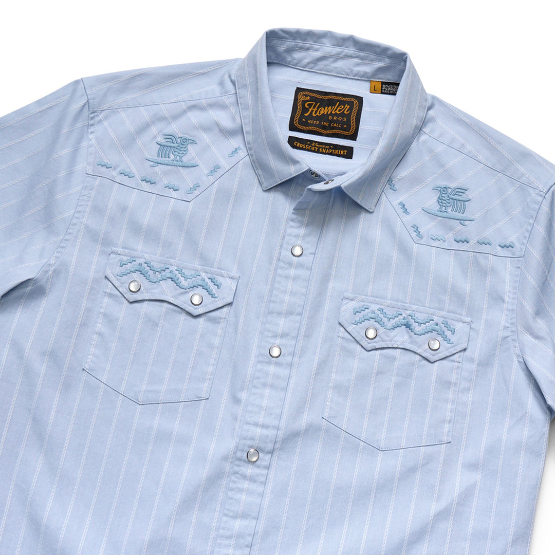 Howler Brothers Crosscut Deluxe Snapshirt Surfbird : Sky Oxford Dobby Image 02
