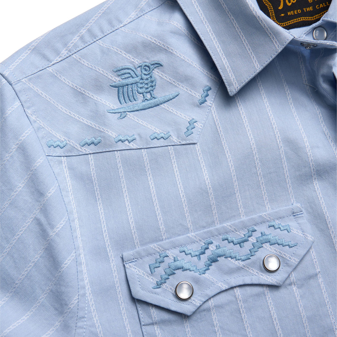Howler Brothers Crosscut Deluxe Snapshirt Surfbird : Sky Oxford Dobby Image 03